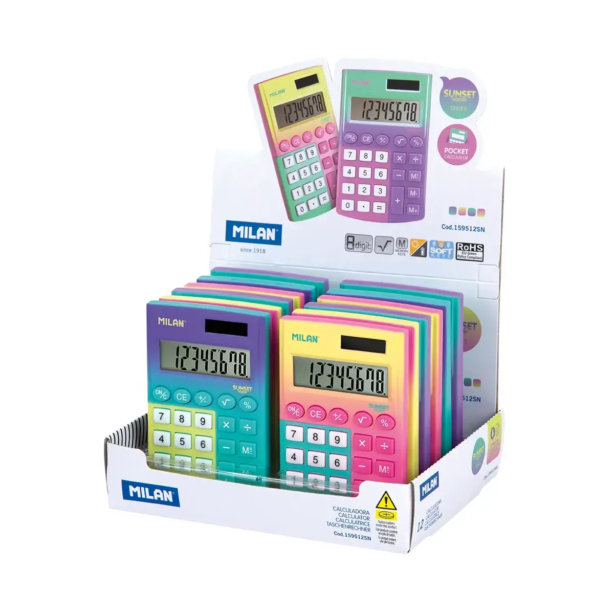Teşhir kutusu 12 calculators 8-digit Sunset Cepli
