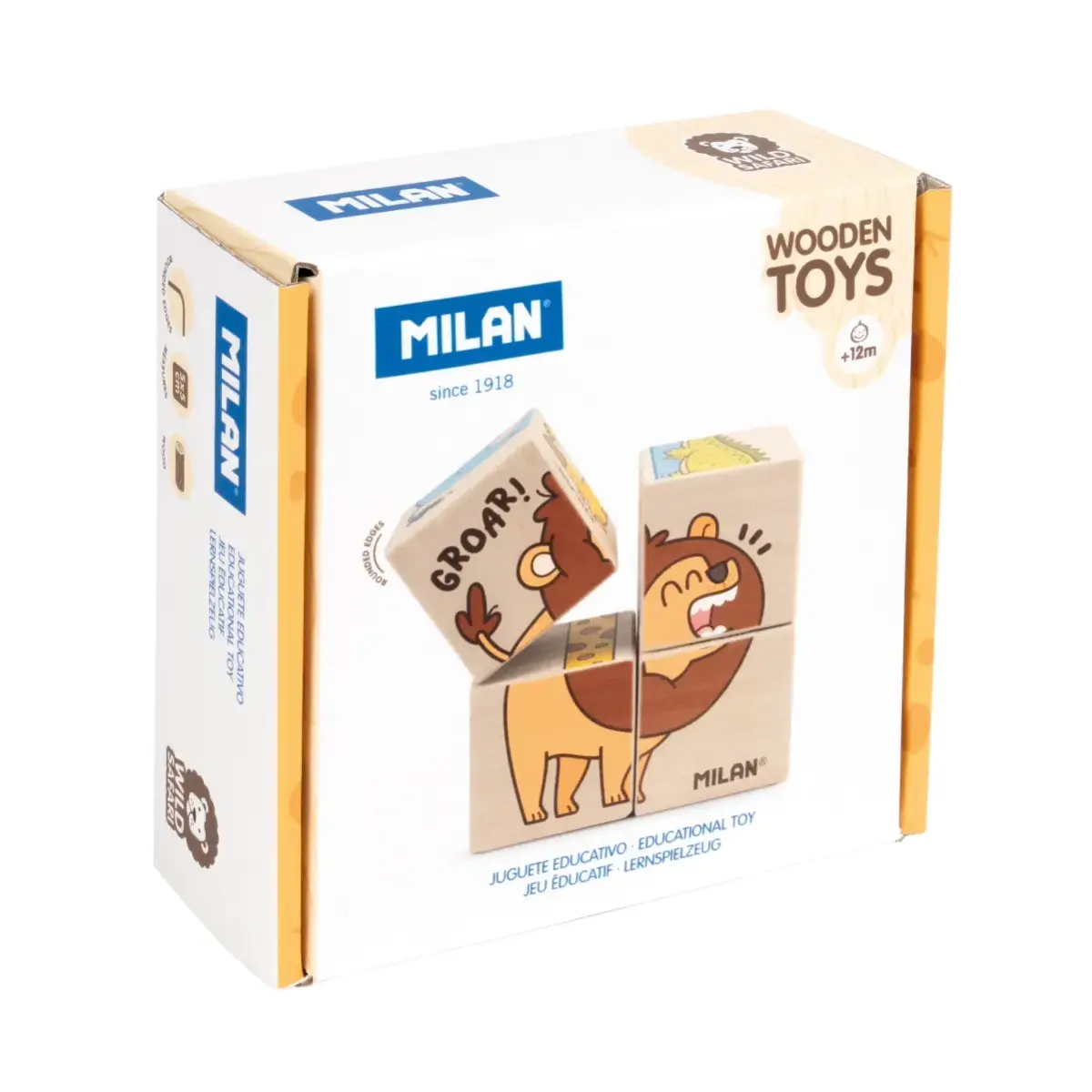 'Wild safari' cube puzzle, ahşap eğitici oyuncak