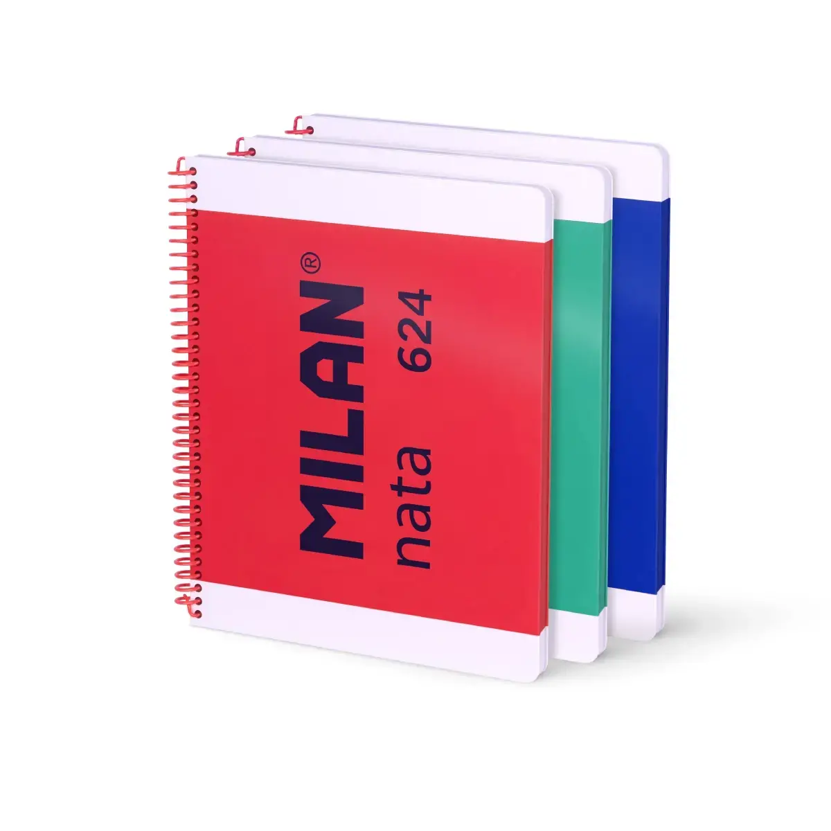 3'lü A4 Telli Defter sert kapaklı, kareli kağıt, 80 yaprak 95 gr/m², MILAN nata® 624 1918 koleksiyonu