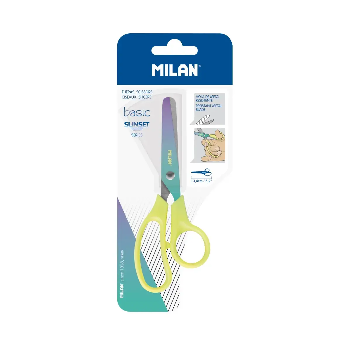 blister Basic Sunset makas, sarı saplı