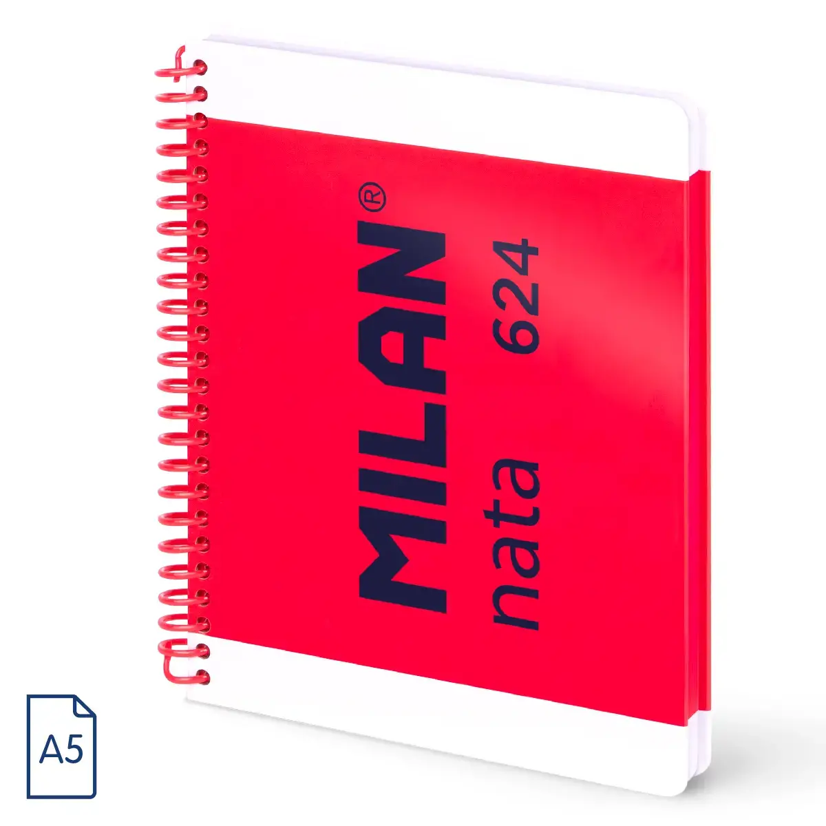 A5 Telli Defter sert kapaklı, kareli kağıt, 80 yaprak 95 gr/m², MILAN nata® 624 1918 koleksiyonu, pembe
