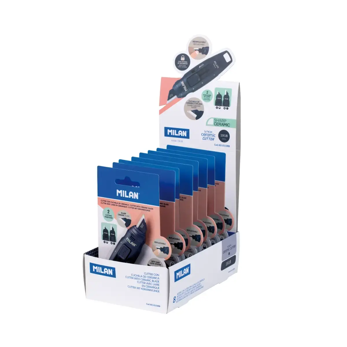 Teşhir kutusu 8 Blisters çubuk ceramic blade maket bıçağı 430 1918 koleksiyonu, lacivert