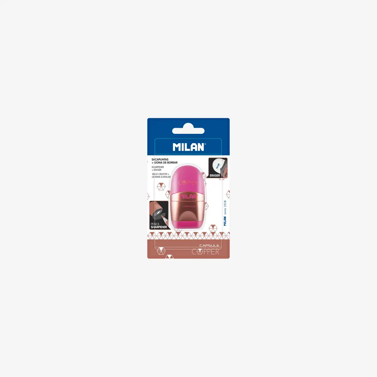 blister silgi ve kalem kalemtıraş CAPSULE Copper, pembe