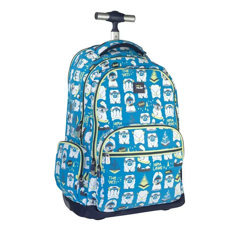 6 fermuarlı tekerlekli sırt çantası (25L) Yeti, mavi