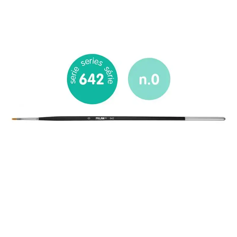 642 Serisi Kedi Dili Premium Sentetik Kıl Fırça Uzun Saplı 0 Numara