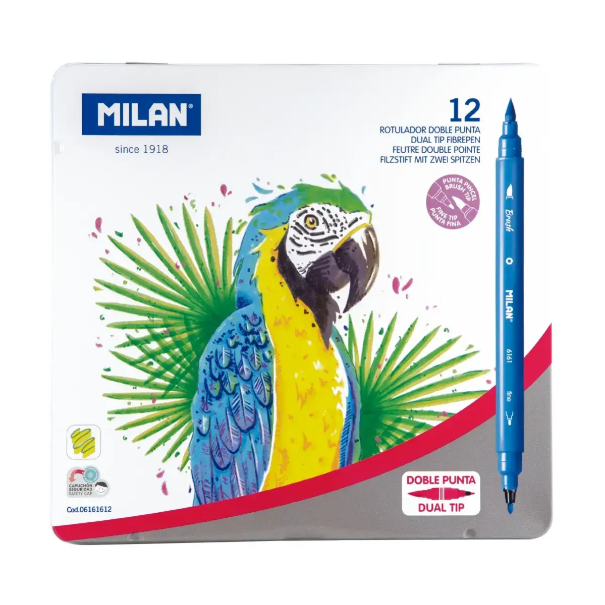 Metal kutu 12 fine - fırça dual tip fiber uçlu kalem