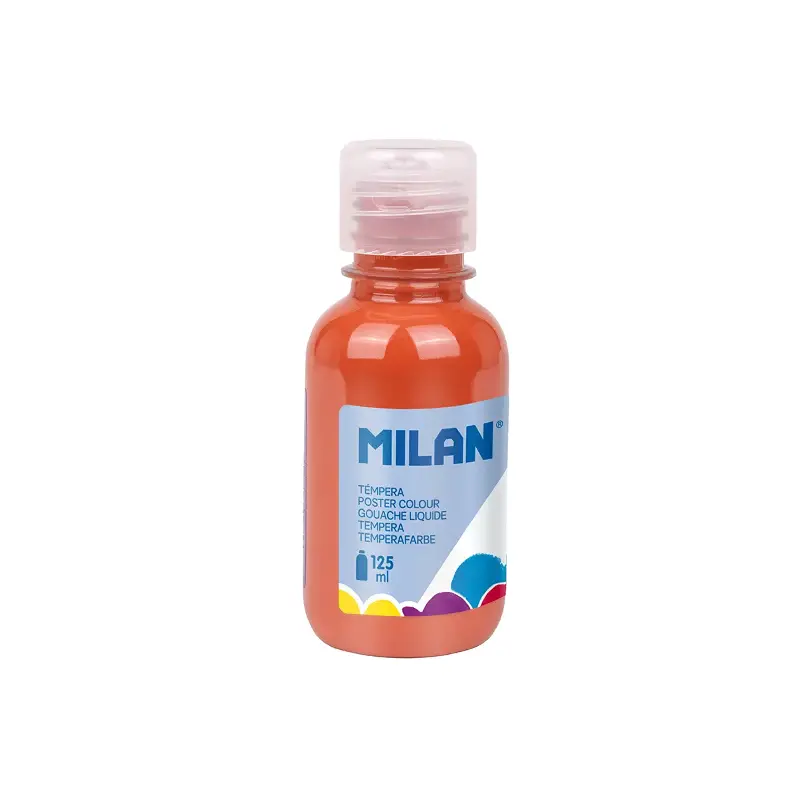 Témpera Roja Milan De 125 Ml Con Tapón Dosificador, Lavable En Tejidos, De Alta Cobertura Y Pigmentos Resistentes A La Luz