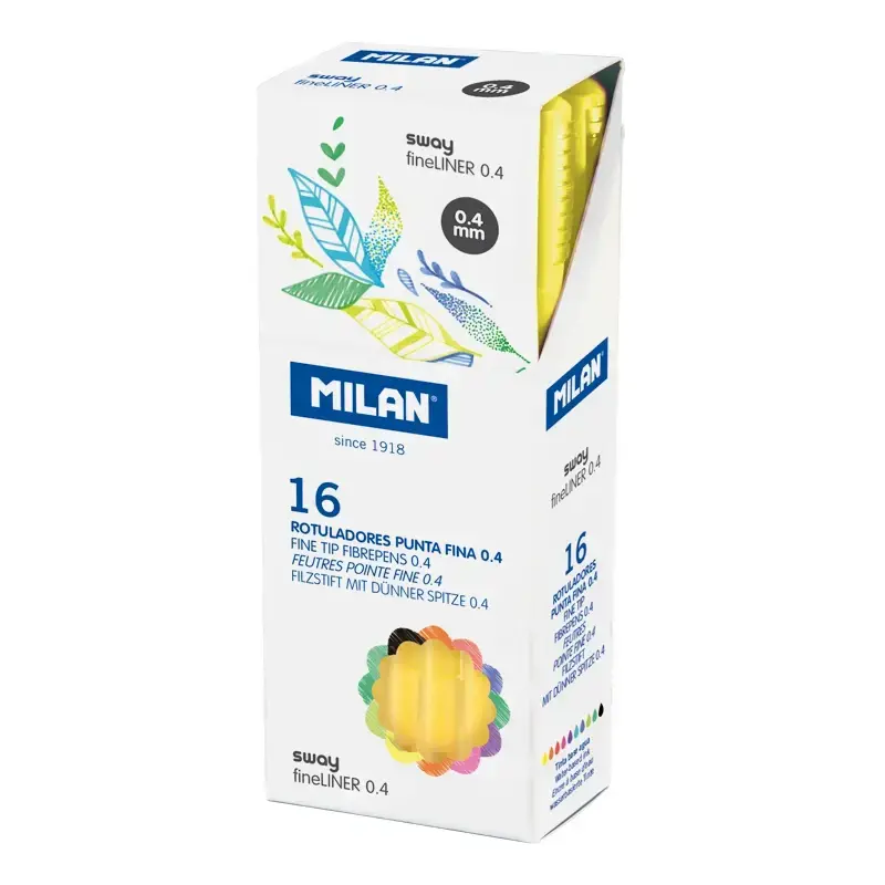 Kutu 16 fine tip fiber uçlu kalem SWAY fineliner 0.4 mm, sarı