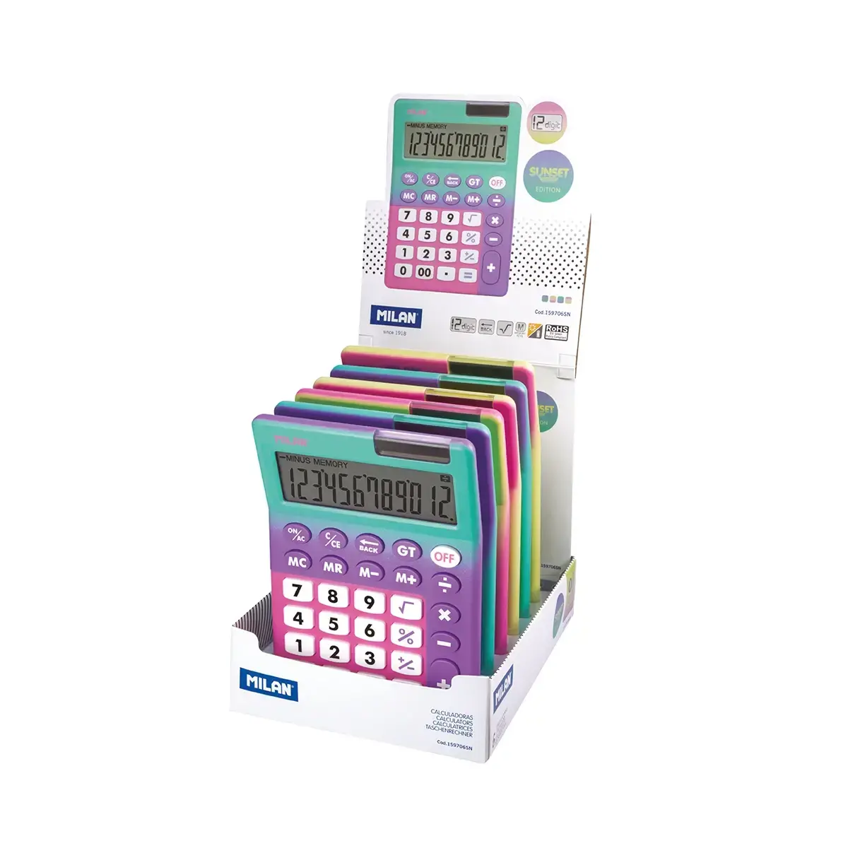 Teşhir kutusu 6 Sunset 12-digit calculators
