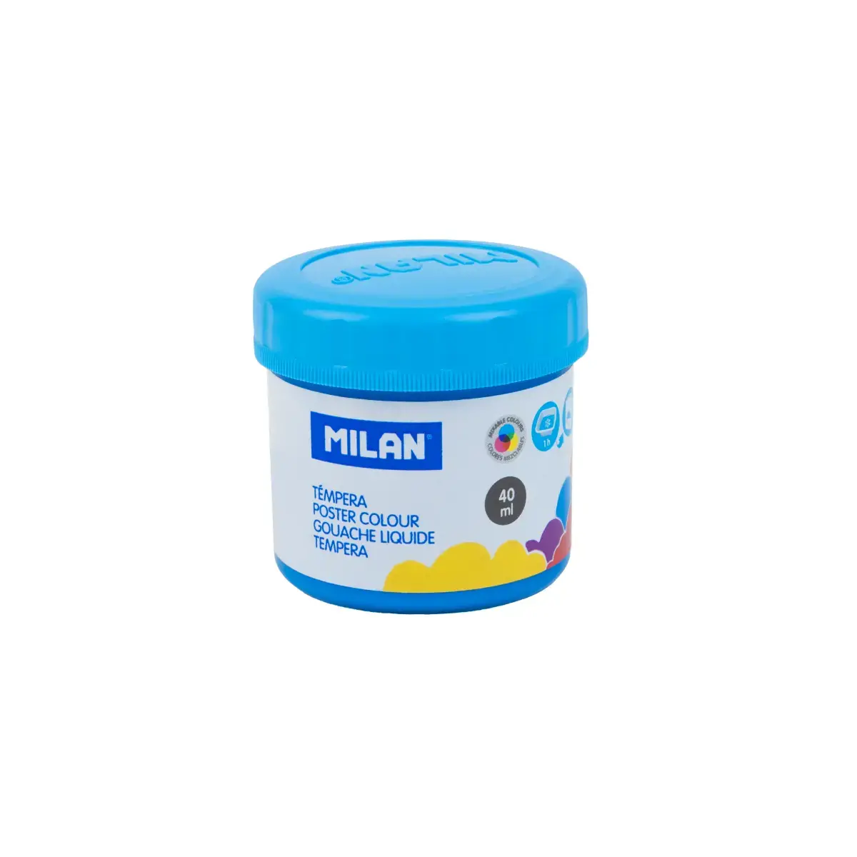 Milan 3652 – Témpera Líquida De 500 Ml En Color Cian, Con Tapón Dosificador, Pigmentos De Calidad Y Secado Rápido