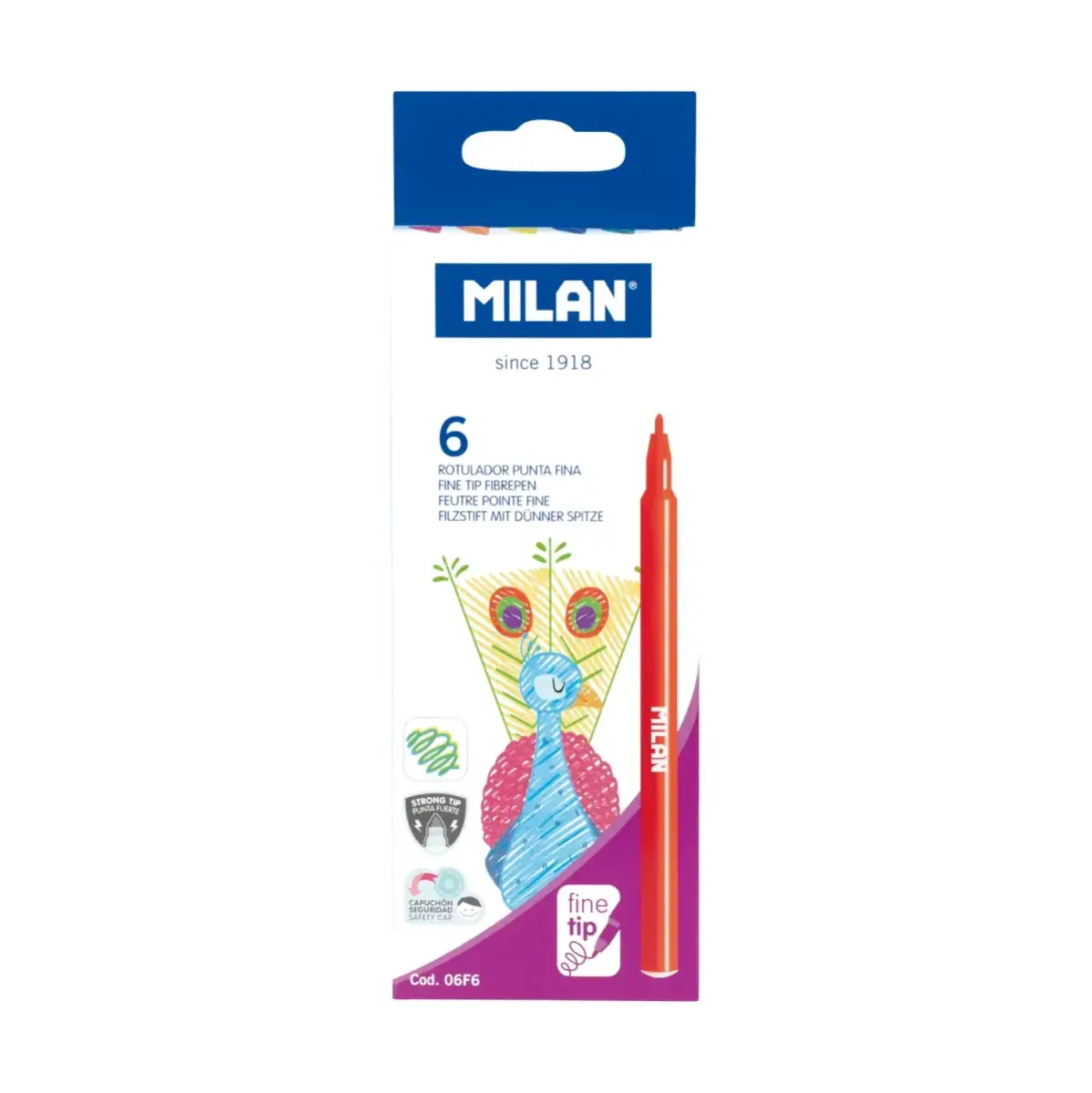 Kutu 6 fine tip fiber uçlu kalem (154 mm length)