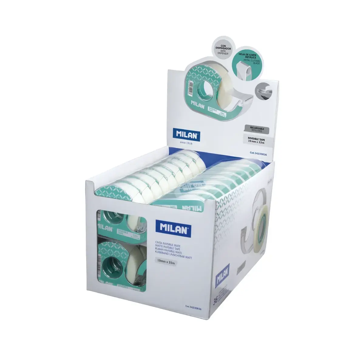 Teşhir Kutusu 36 Görünmez Mat Yapışkanlı Bant Dispenseri 19 mm x 33 m