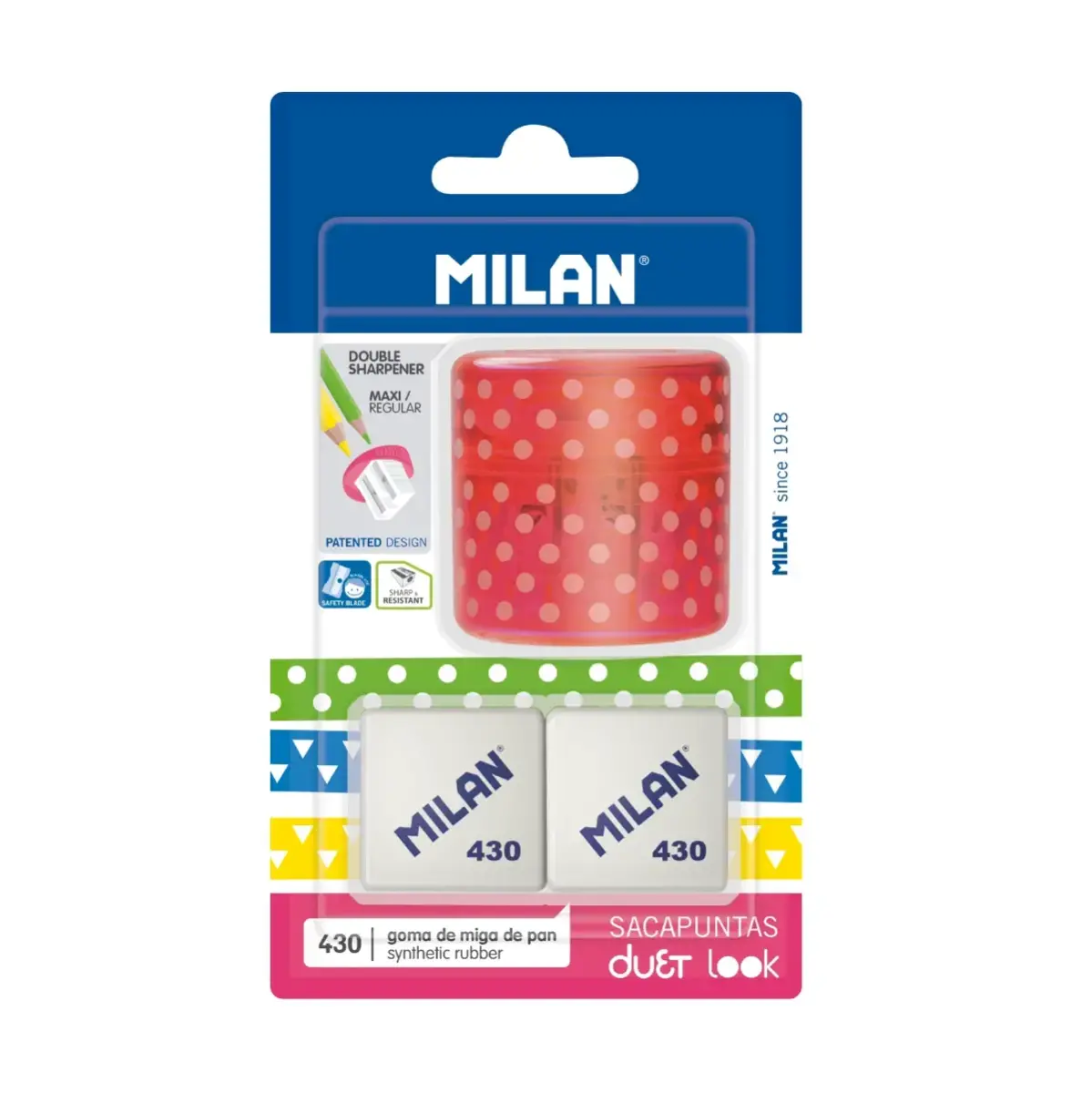 blister pembe Duet Look kalemtıraş + 2 silgi 430
