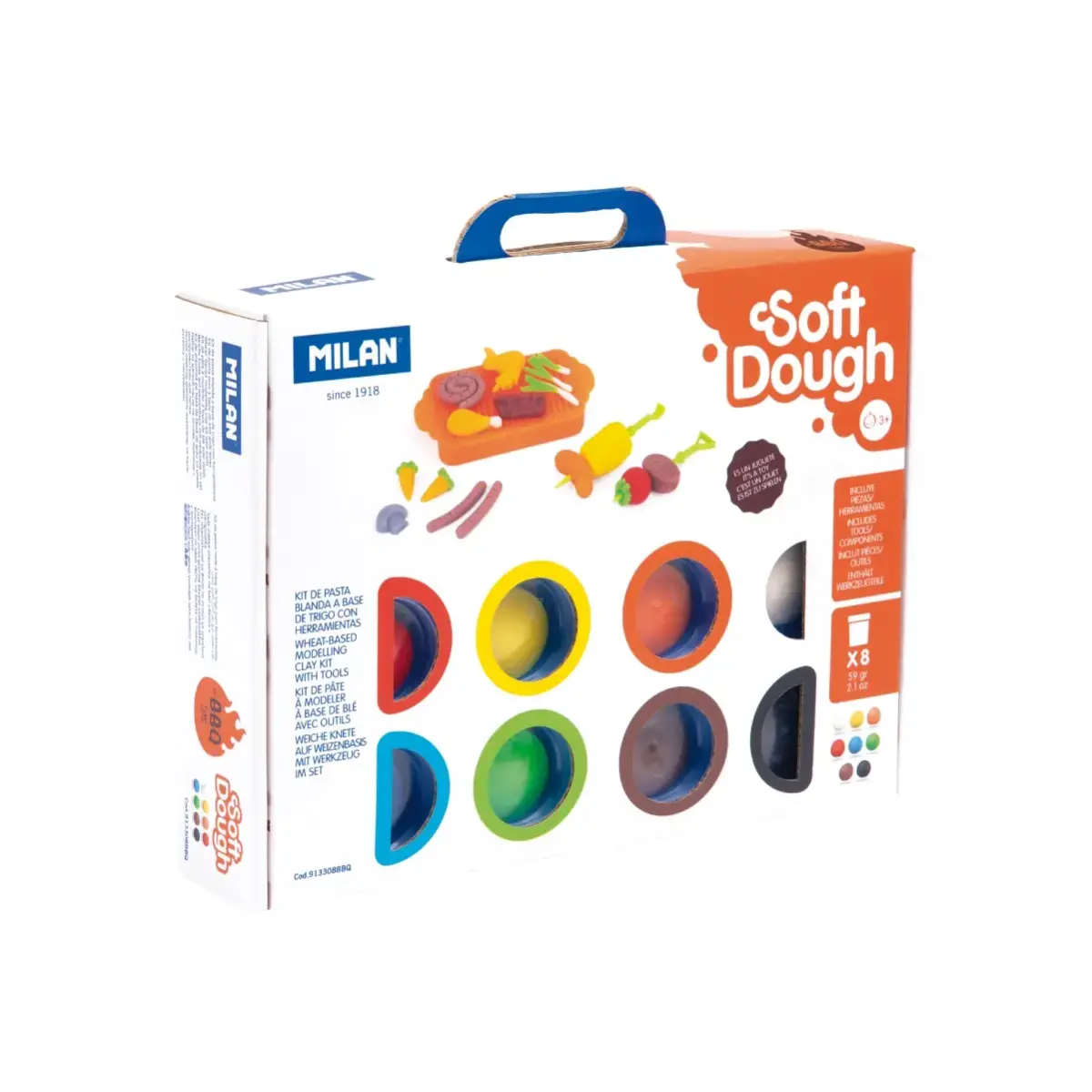 Set 8 kavanoz 59 g yumuşak hamur ve aletler 'Barbecue'