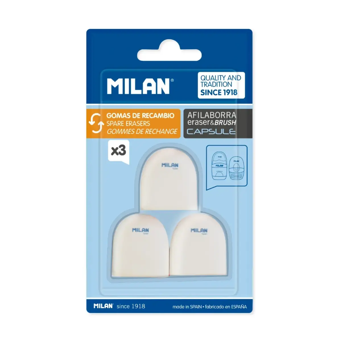 blister 3 yedek silgi için CAPSULE silgi ve kalem kalemtıraş ve silgi&fırça
