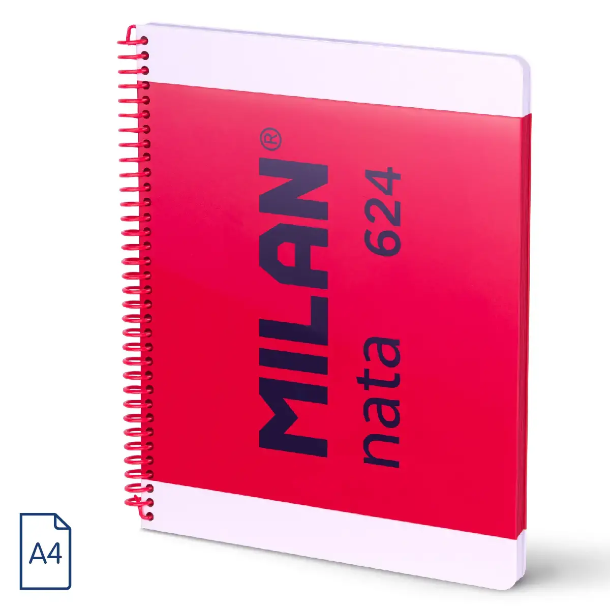 A4 Telli Defter sert kapaklı, kareli kağıt, 80 yaprak 95 gr/m², MILAN nata® 624 1918 koleksiyonu, pembe