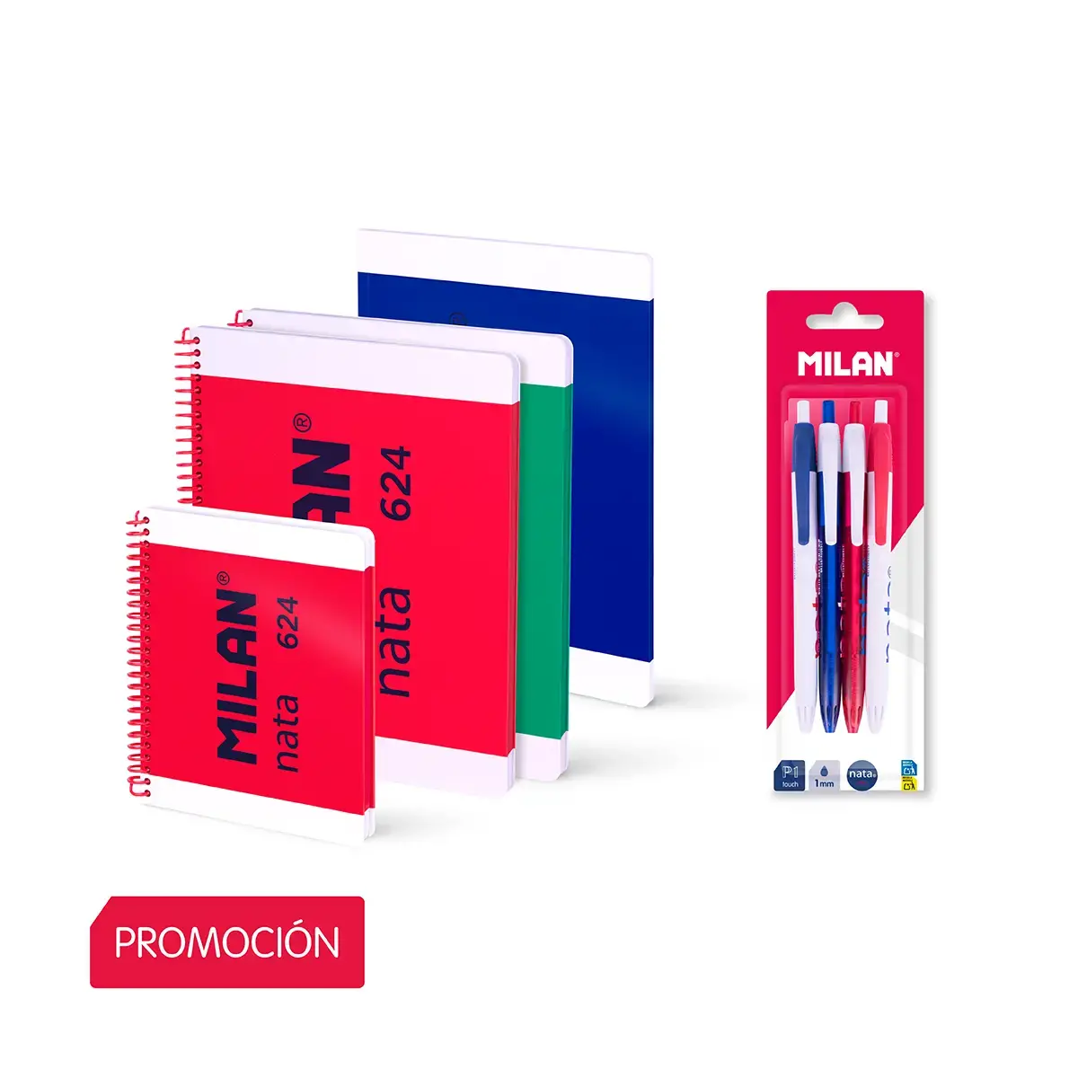 Pack 4 llibretes + 4 bolígrafs tinta blava, col·lecció nata® 624