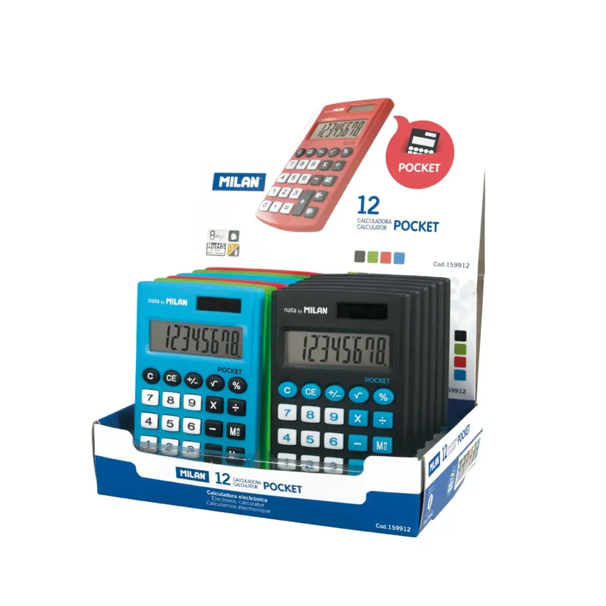 Calculadora De Bolsillo Alevar AVC - 8 Dígitos, Con Funda Transparente, Tamaño Compacto 57x92x8 Mm, Negra