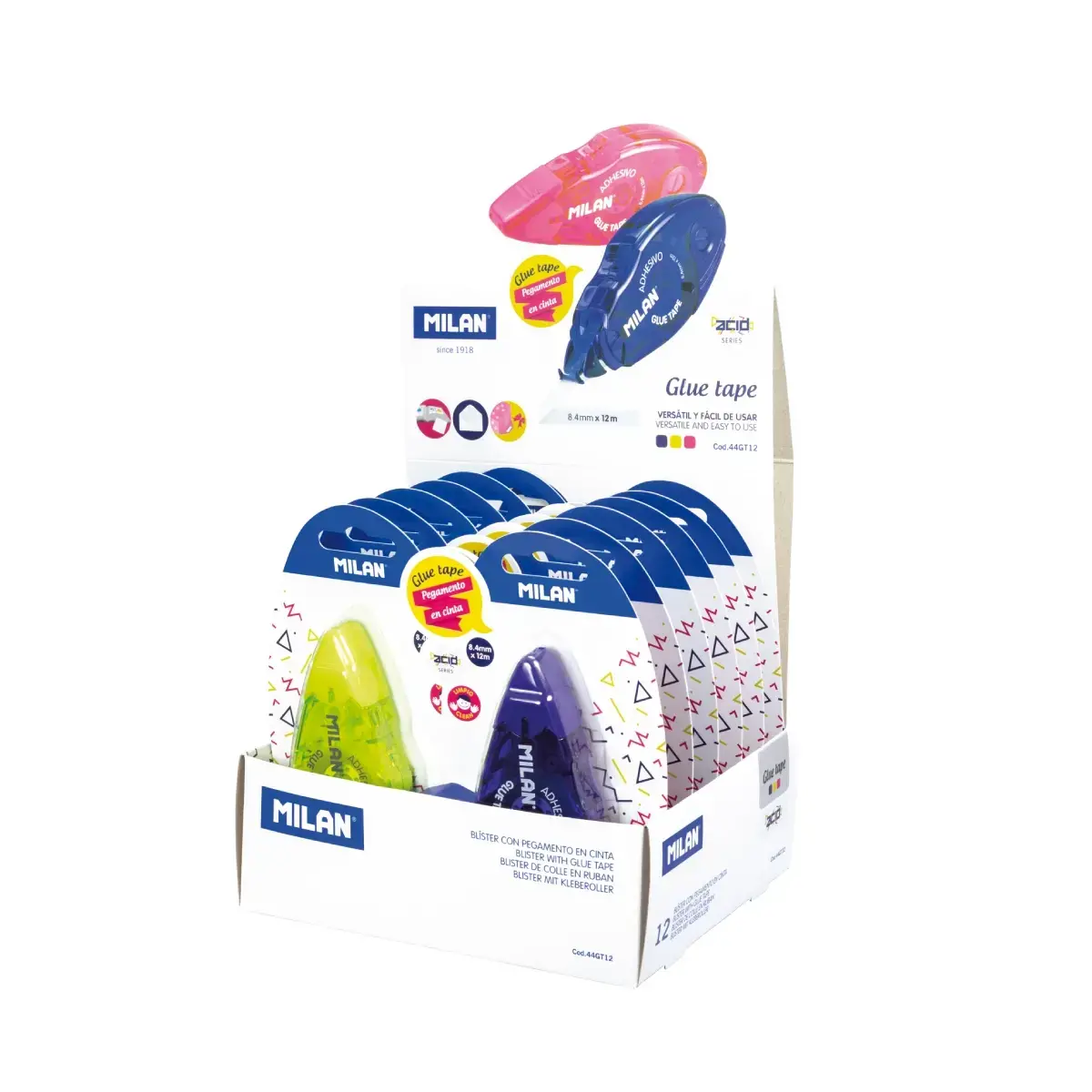 Teşhir kutusu 12 Blisters yapıştırıcı bant 8.4 mm x 12 m, Acid serisi