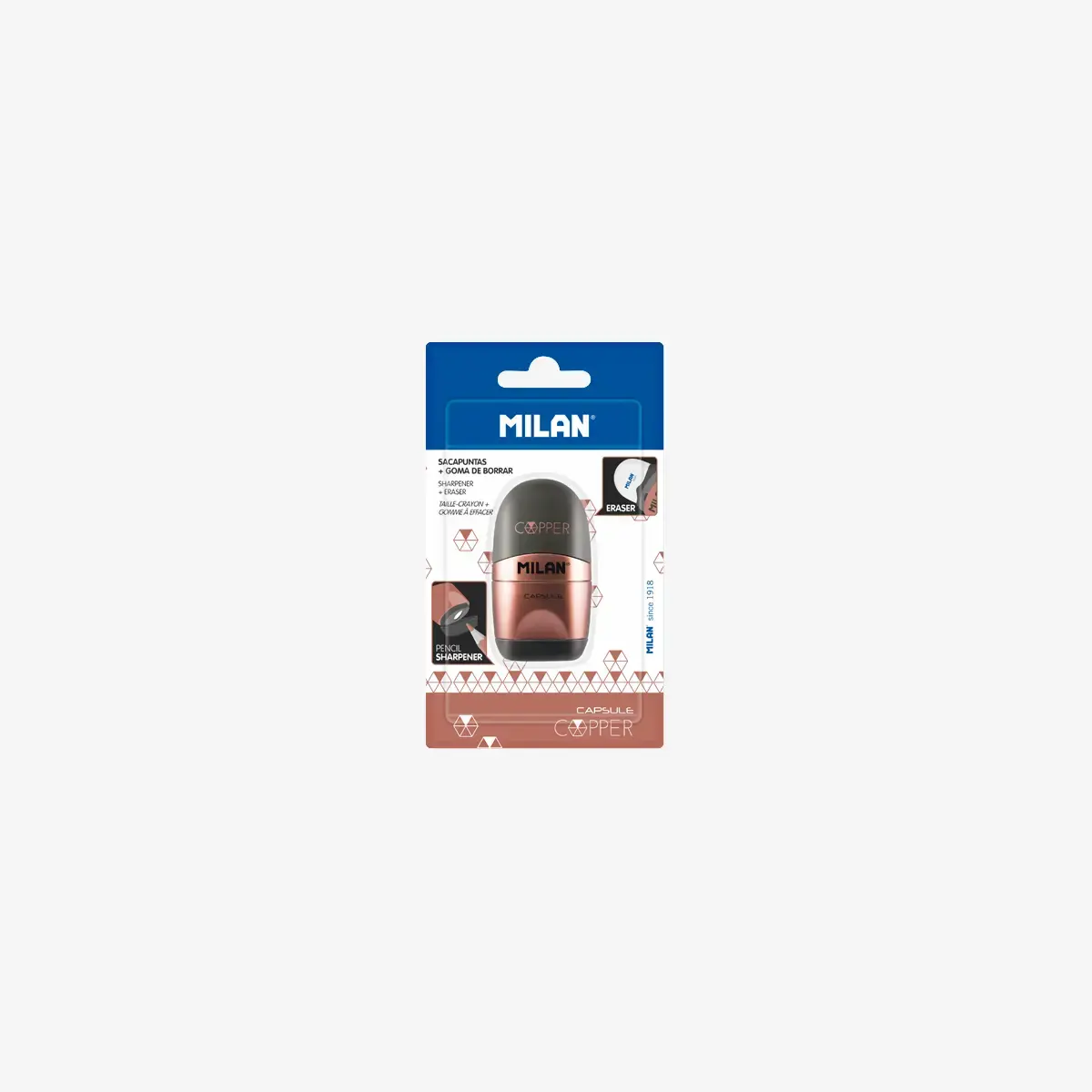 blister silgi ve kalem kalemtıraş CAPSULE Copper, siyah
