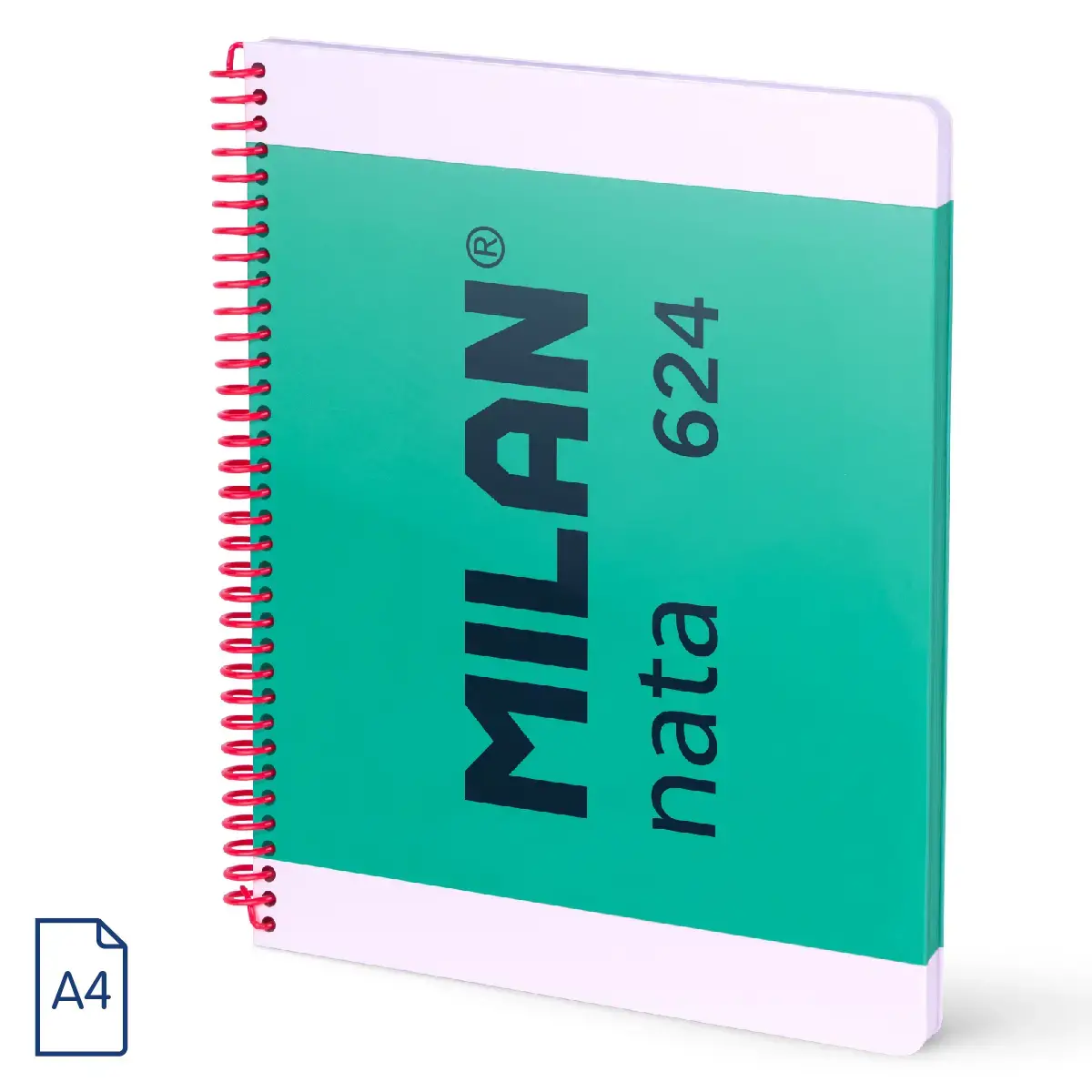 A4 Telli Defter sert kapaklı, düz kağıt, 80 yaprak 95 gr/m²,MILAN nata® 624 1918 koleksiyonu, yeşil