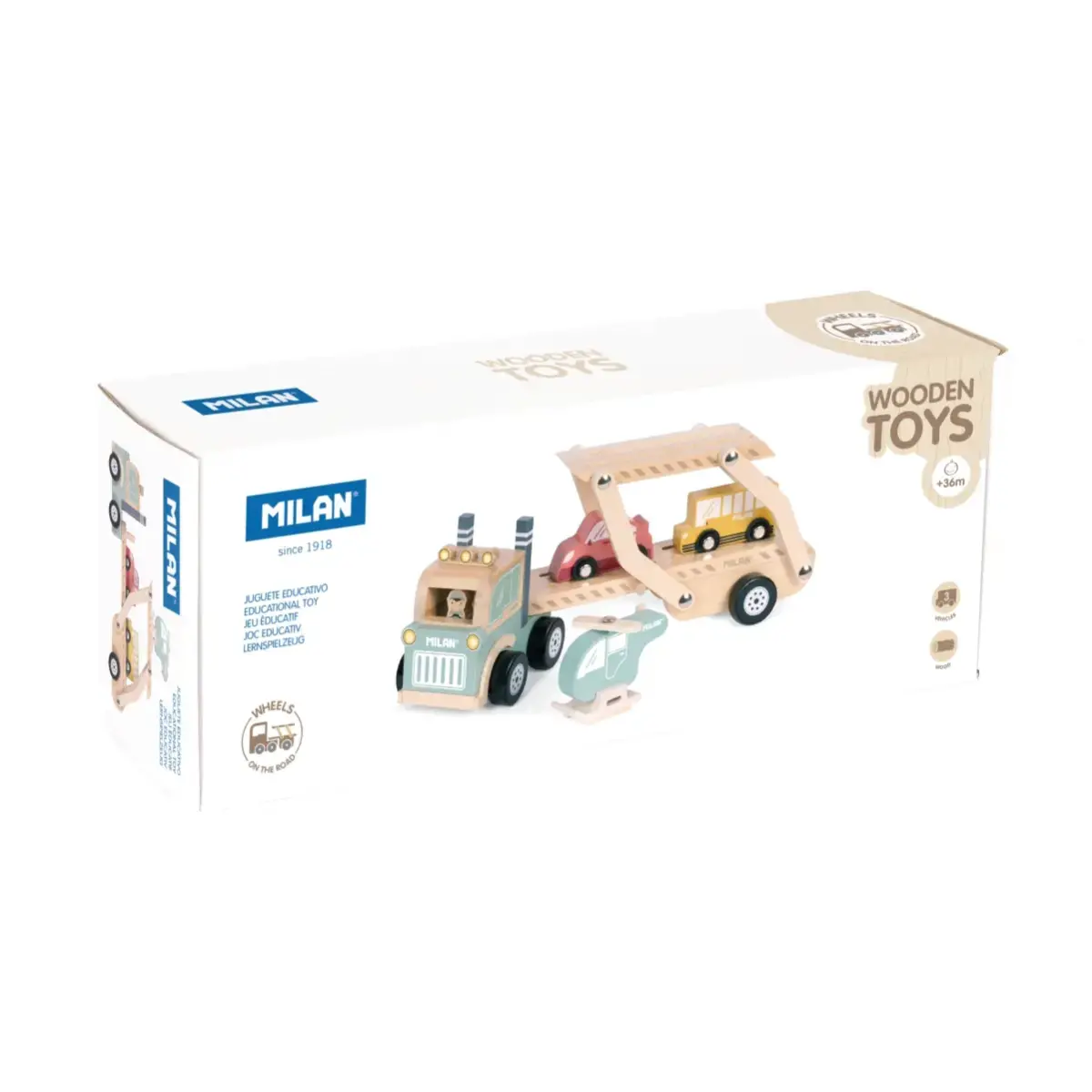 'Wheels on road' 4 vehicles ahşap eğitici oyuncak