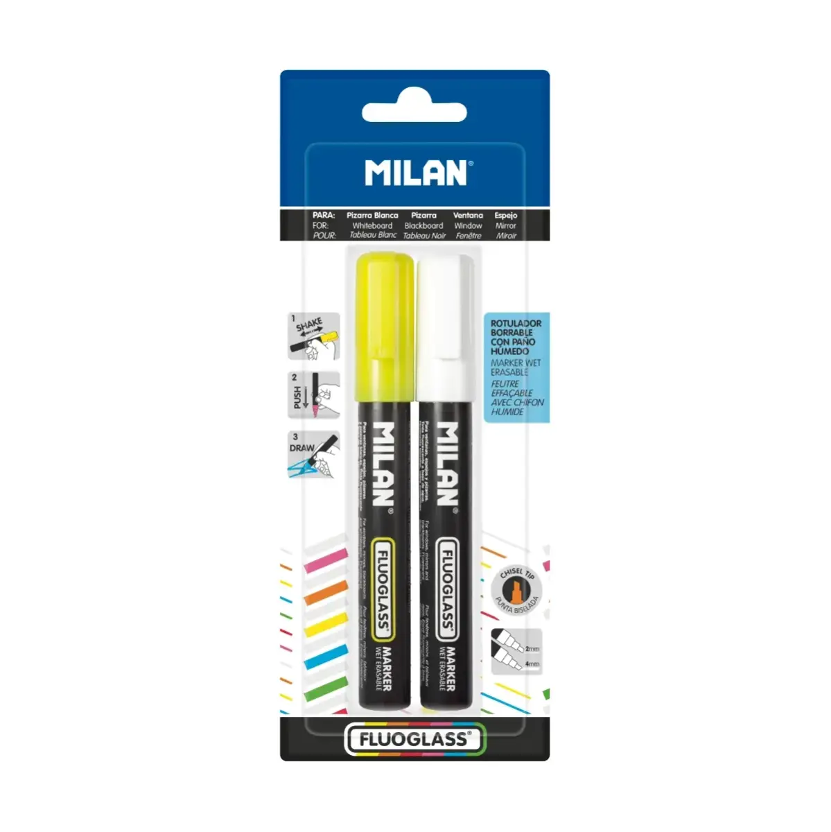 blister Fluoglass chisel tip 2 - 4 mm, 1 sarı + 1 yeşil