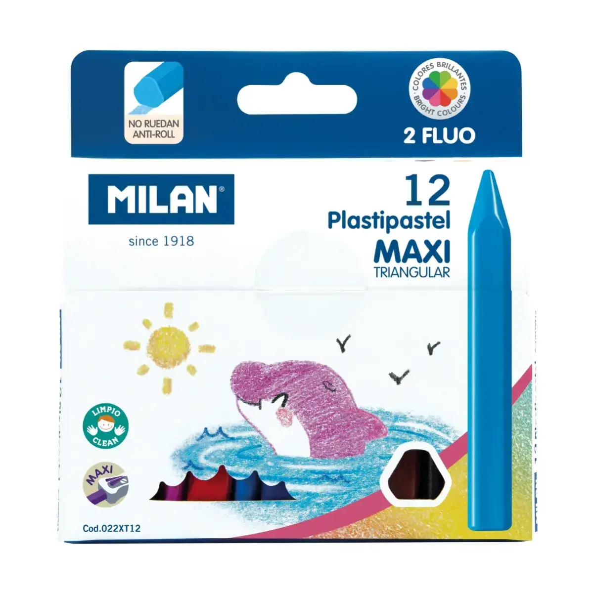 Kutu 12 üçgen MAXI Plastipastel (contains 2 fluo renkler)
