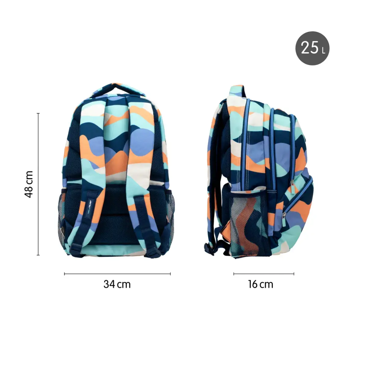 4-zip school backpack (25 L) The Fun series, blue