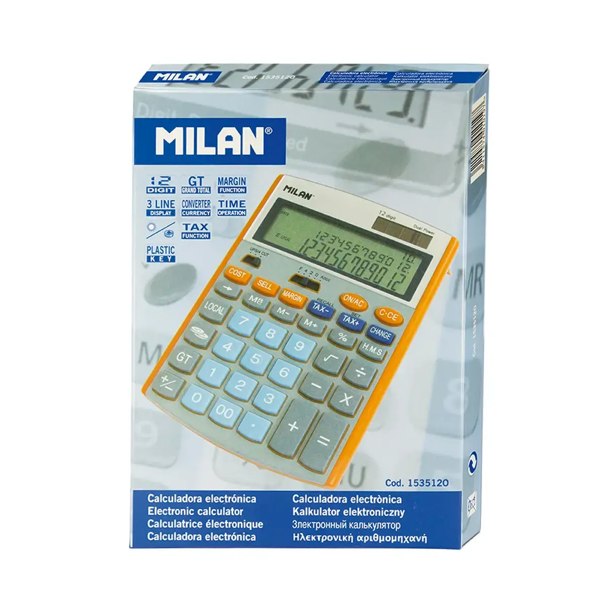 Kutu 12-digit hesap makinesi turuncu-gri renkli (currency converter)