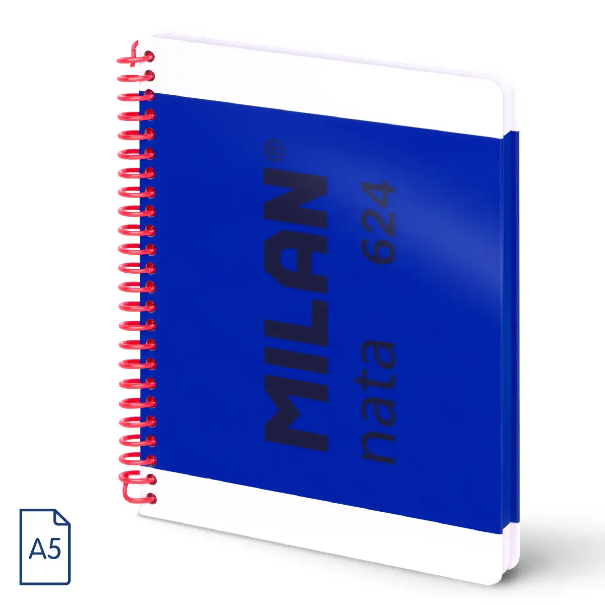A5 Telli Defter sert kapaklı, kareli kağıt, 80 yaprak 95 gr/m², MILAN nata® 624 1918 koleksiyonu, mavi