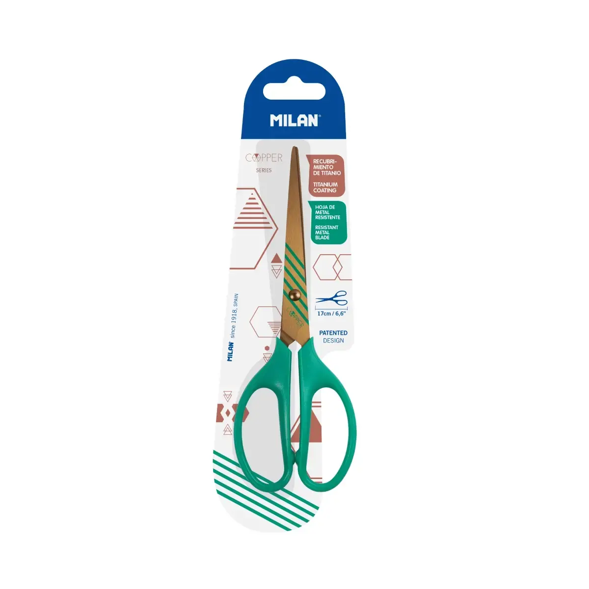 blister office makas 17 cm Copper serisi, yeşil