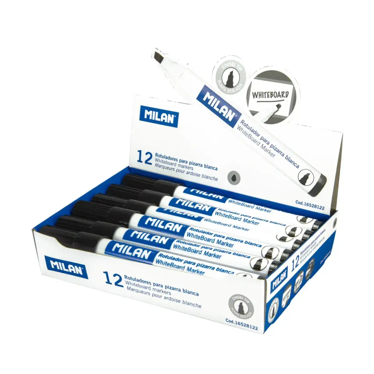 Kutu 12 siyah beyaz tahta markörü ve chisel tip (1 - 4 mm)