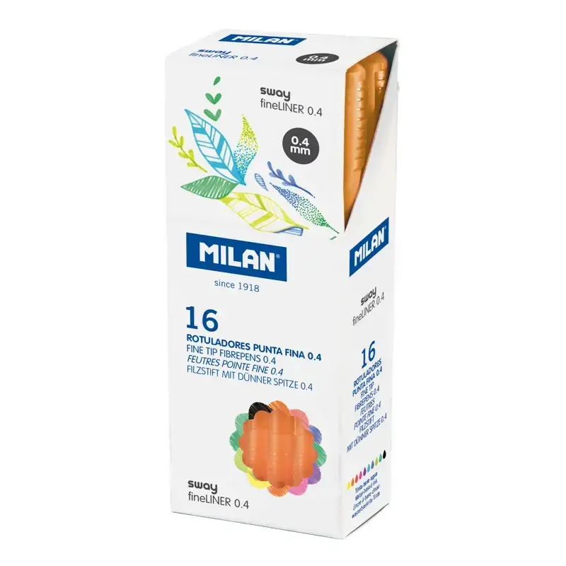 Kutu 16 fine tip fiber uçlu kalem SWAY fineliner 0.4 mm, turuncu