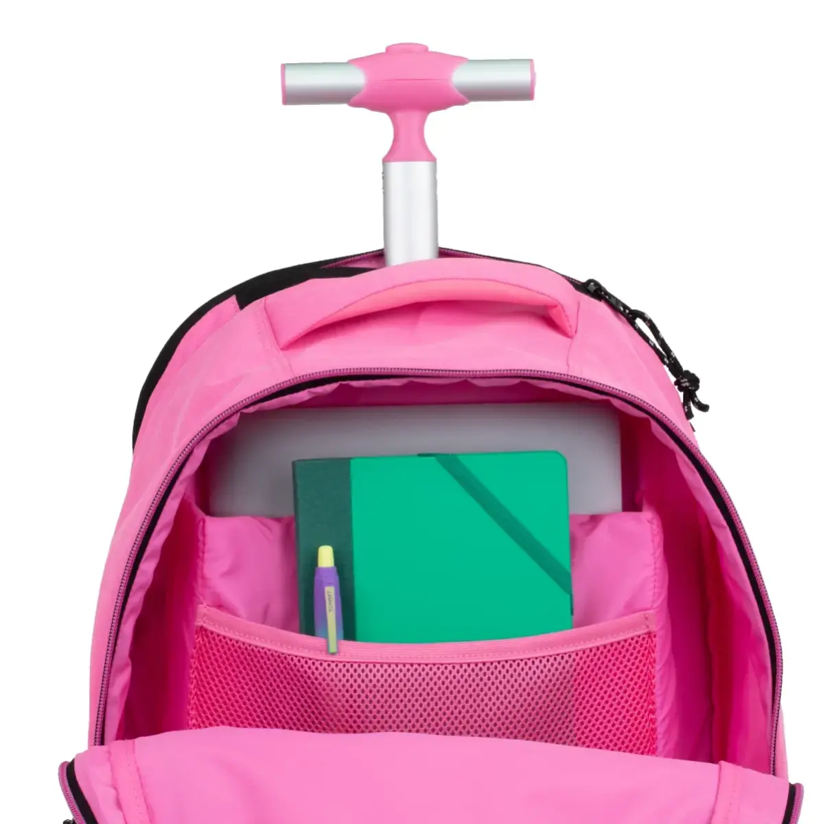 6-zip wheeled backpack (25 L) Sunset series, pink
