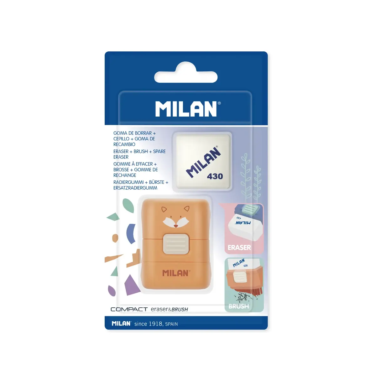 blister COMPACT silgi ve fırça, Fun Animals özel serisi + yedek silgi