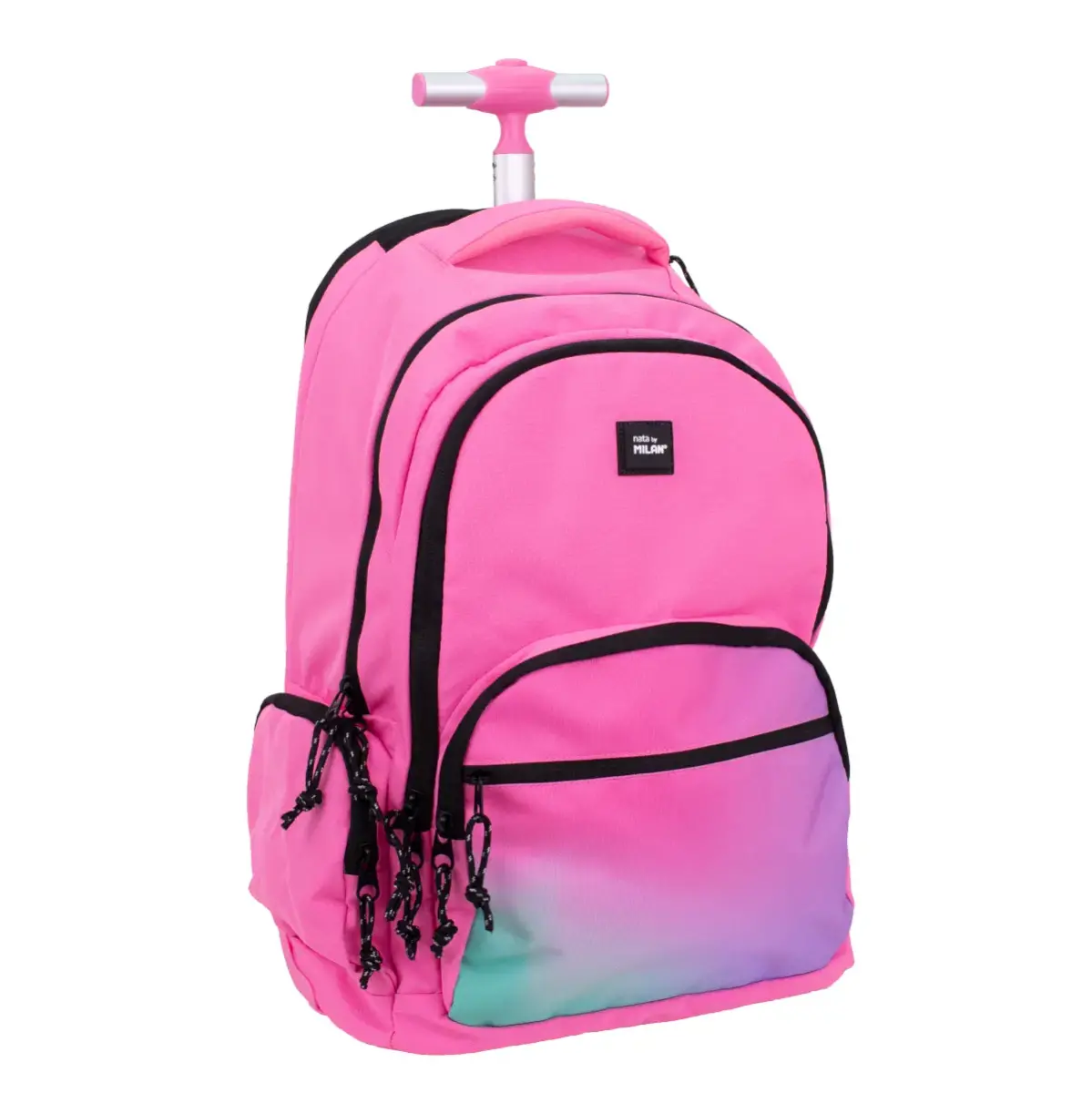 6-zip wheeled backpack (25 L) Sunset series, pink