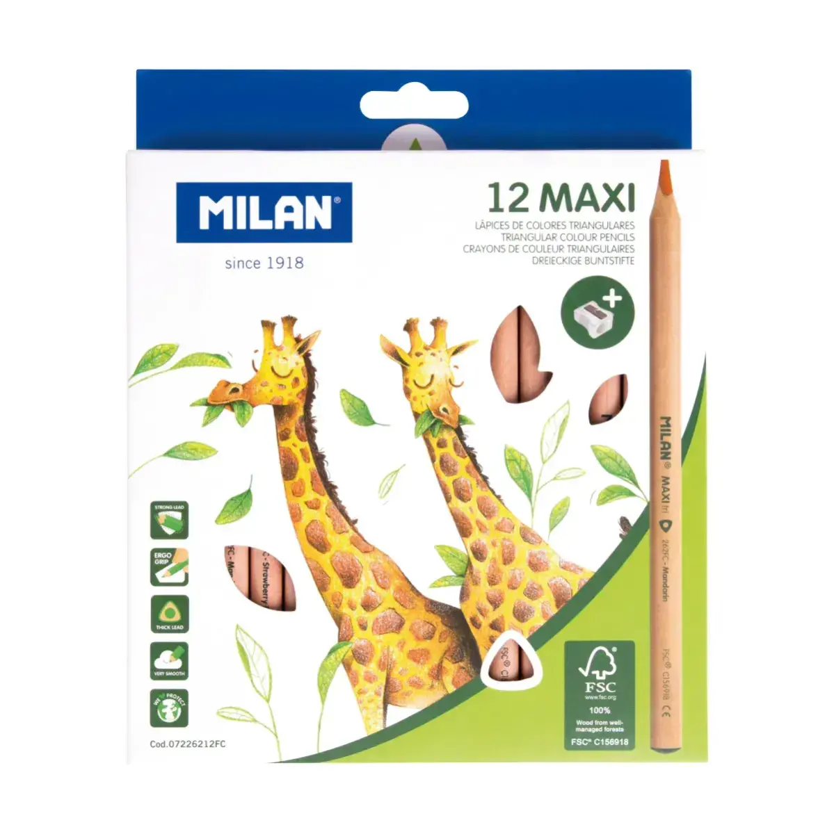 Kutu 12 MAXI üçgen renkli kalem, FSC®-certified wood + kalemtıraş