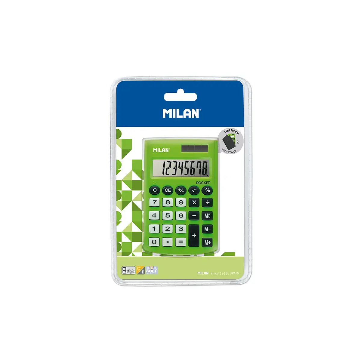 blister yeşil 8-digit cep hesap makinesi, ve cover
