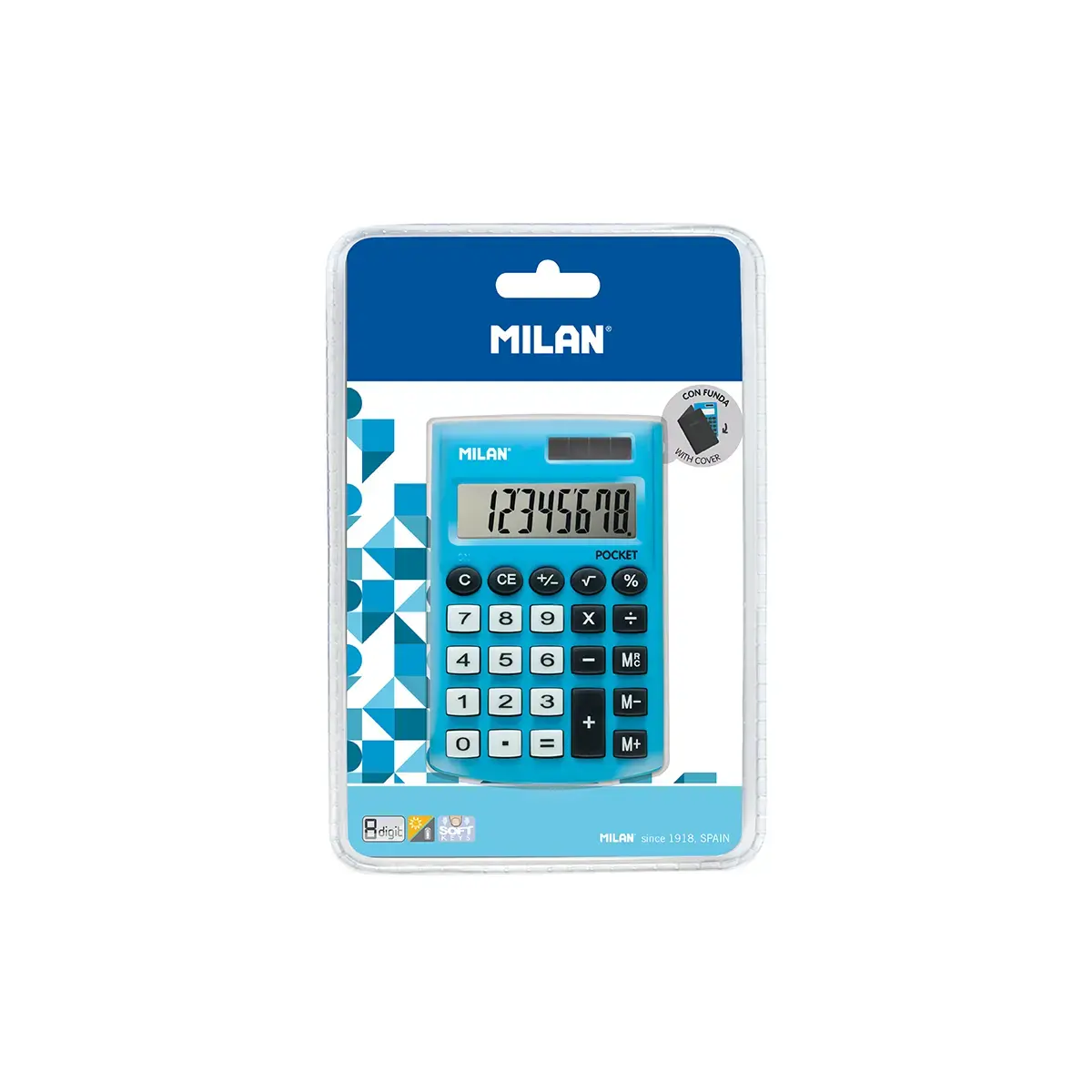blister mavi 8-digit cep hesap makinesi, ve cover