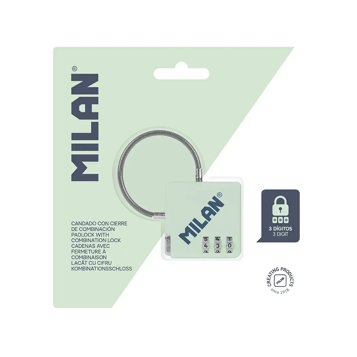 3-digit combination padlock, 430 1918 koleksiyonu, yeşil
