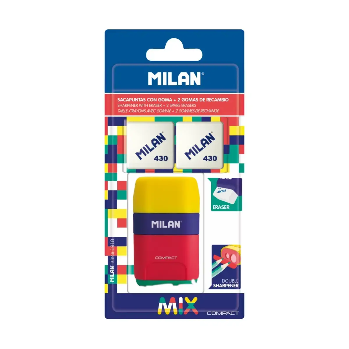 blister silgi ve kalem kalemtıraş COMPACT Mix + 2 yedek silgi
