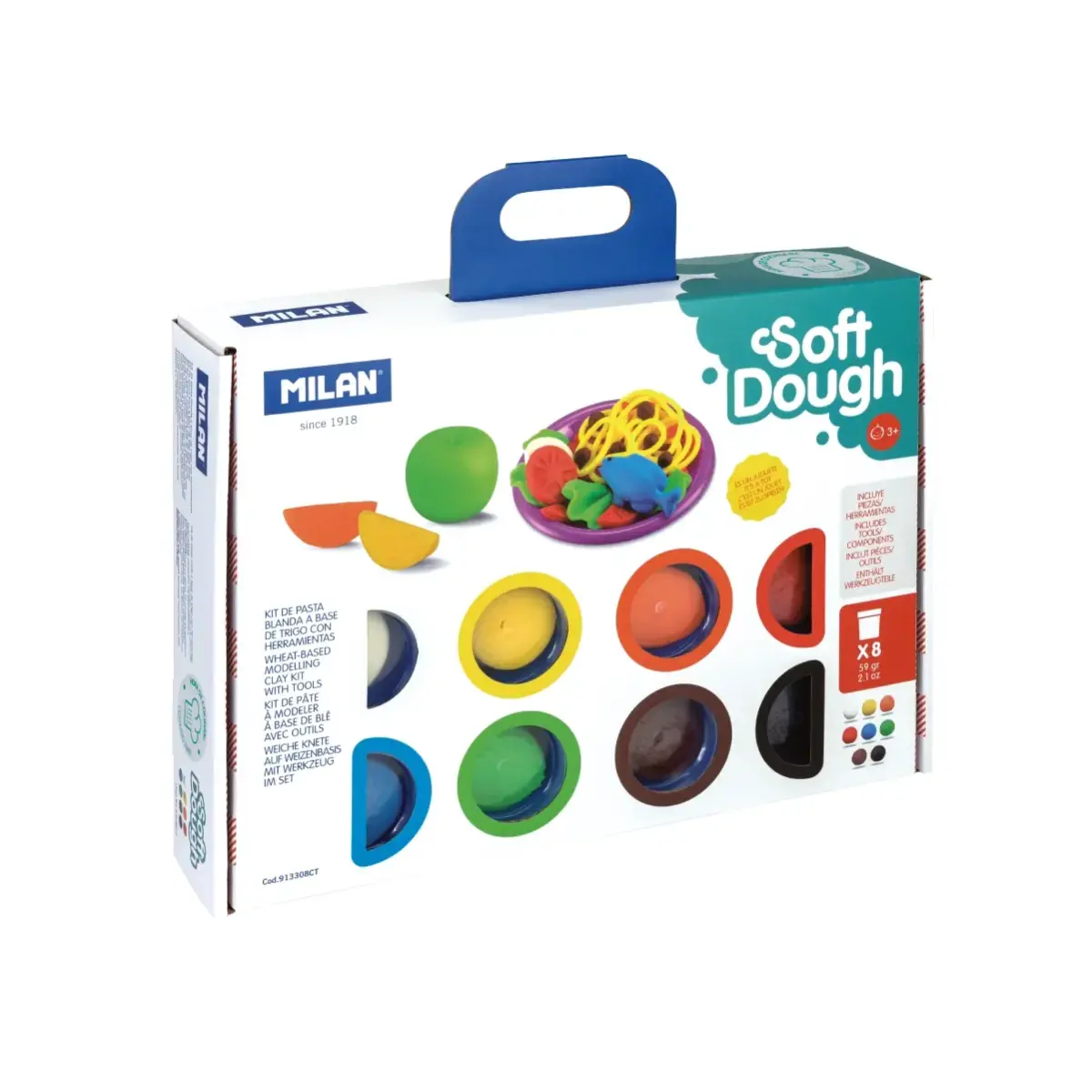 Set 8 kavanoz 59 g yumuşak hamur ve aletler 'Cooking time'