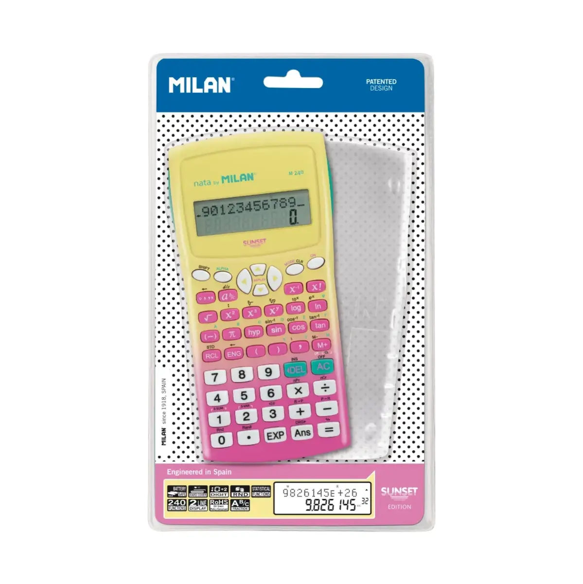 Calculatrice De Poche 8 Chiffres - Série Sunset Couleur Turquoise-jaune - Double Alimentation Solaire + Pile - 11