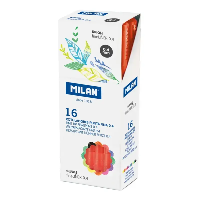 Kutu 16 fine tip fiber uçlu kalem SWAY fineliner 0.4 mm, kırmızı
