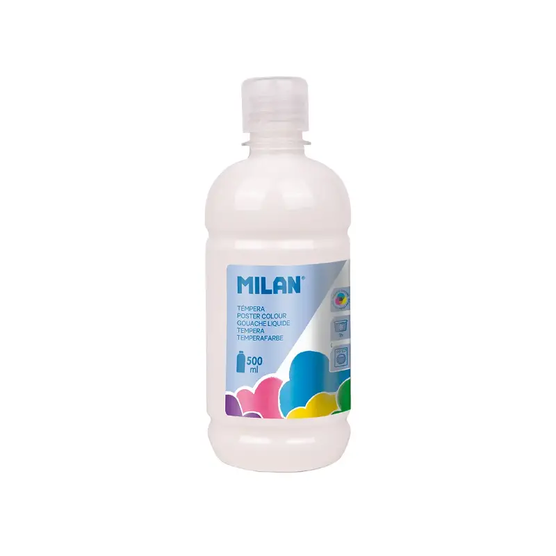 Témpera Milan 3810 Blanca De 1 Litro – De Secado Rápido Y Lavable, Ideal Para Manualidades Y Colegio