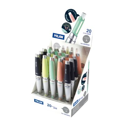 Blister 1 stylo encre bleue + 1 porte-mine 0,5 mm CAPSULE Silver jaune •  MILAN