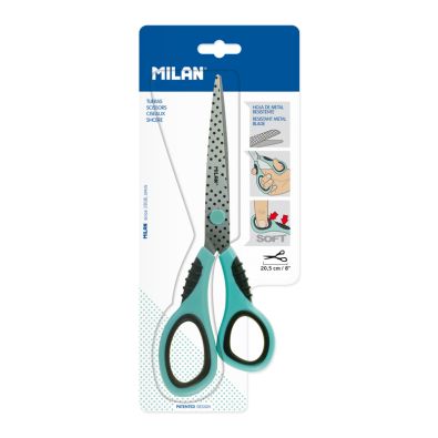 MILAN Blister Pack Acid Pink Office Scissors 17 Cm Clear