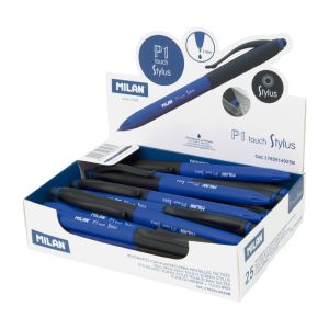 Milan P1 Touch Ball Point Pen, Box of 25, Blue