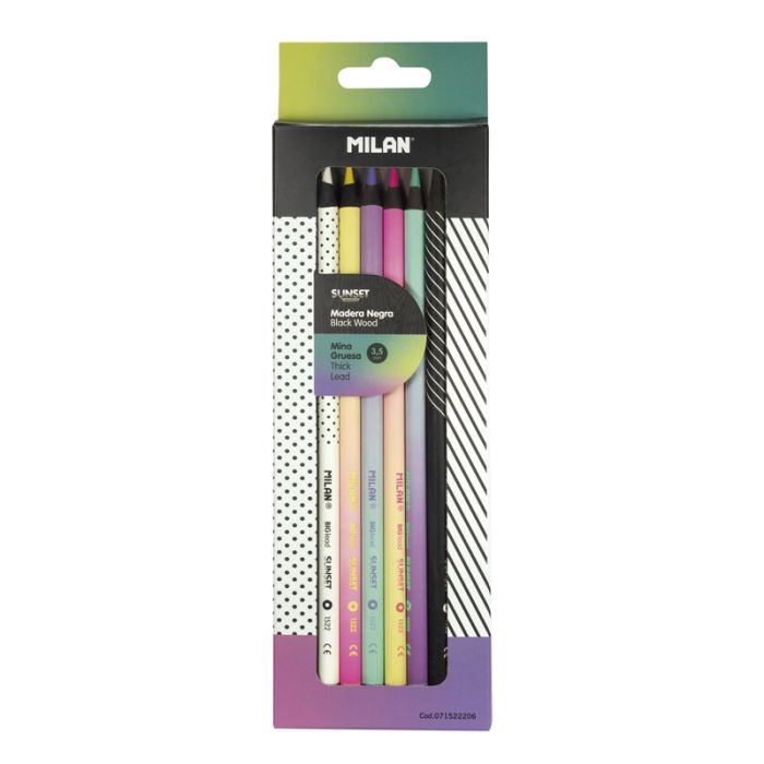 Milan Metallic Black Wood Color Pencil Set